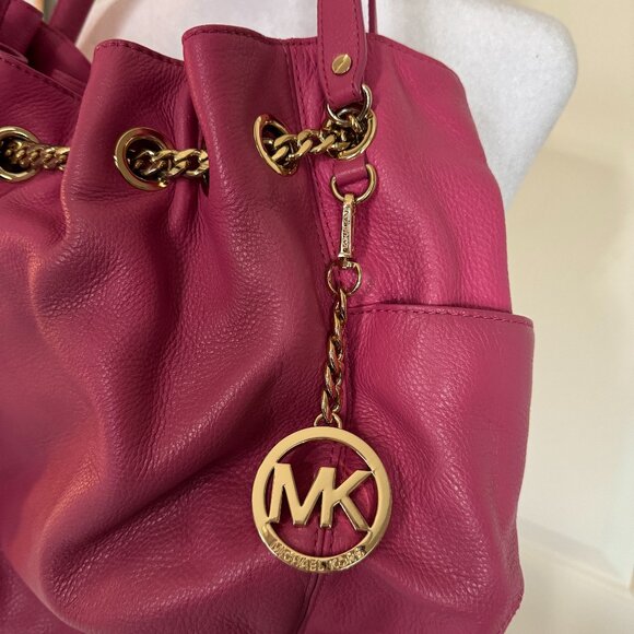 Michael Kors Leather Hobo Bag, Dark Pink, Large - Picture 3 of 5